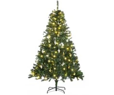 HOMCOM dirbtinė Kalėdų eglutė su dekoracijomis, 200 LED lempučių, 745 šakos, Ø 112 x A 180 cm