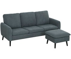 HOMCOM Kampinė sofa su miegamąja funkcija Sofa su kojūgaliais, 3 pagalvėlės, kampinė sofa L formos sofa svetainei, miegamajam 196 x 140 x 88 cm Pilka