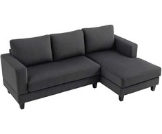 HOMCOM Kampinė sofa su šezlongu, 3 vietų, L formos, paminkštinta, su korduro atrodančiu audiniu, didelio tankio putplasčiu, iki 400 kg, skirta svetainei, miegamajam, 214 x 134 x 87 cm, tamsiai pilka