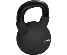 HOMCOM kamuolio hantelis iš ketaus neopreno dangos, apsaugantis grindis, sūpynės hantelis juodas 12 KG