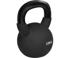 HOMCOM kamuolio hantelis iš ketaus neopreno dangos, apsaugantis grindis, sūpynės hantelis juodas 12 KG