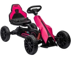 HOMCOM Gokart pedalinis automobilis su rankiniu stabdžiu, reguliuojama sėdyne, priekine ir atbuline pavara, vaikiška transporto priemonė, pedalinis automobilis vaikams nuo 3–8 metų, rožinis