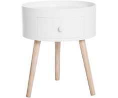 Homcom Kavos staliukas su stalčiumi pakraunamas iki 50 kg, baltas, 38x38x45cm
