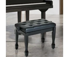 Homcom Kėdutė fortepijonui, Reguliuojamo aukščio - Juoda 64 x 35 x 45-55 cm