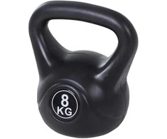 HOMCOM Kettlebell Rutulinis svoris 8kg su smėliu pripildytas hantelis, skirtas pradedantiesiems, juodas