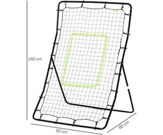 HOMCOM futbolo atšokimo sienelė, tinklas, plienas+PE, 75x126cm, treniruočių priemonė futbolui, juoda
