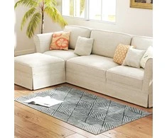 HOMCOM kilimas svetainei modernaus stiliaus, plaunamas plokščias kilimas, kilimas svetainei, miegamajam, 150 x 80 cm tamsiai pilkas