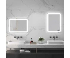 Homcom kleankin vonios veidrodis, 50 x 70 cm LED vonios veidrodis su 3 šviesos spalvomis, sieninis veidrodis su jutikliniu jungikliu, atminties funkcija, apšviečiamas veidrodis su apsauga nuo rasojimo, IP44