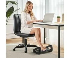 "HOMCOM" Kojų atrama stalui 6 pakopų reguliuojamo aukščio kojų atrama su masažiniu paviršiumi, ergonomiška kojų atrama namų biurui, biurui, juoda