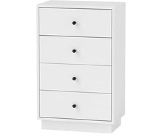 HOMCOM Komoda Komoda su 4 stalčiais Spintelė pagaminta iš medžio medžiagos Modernaus stiliaus spintelė Stalčių spintelė Komoda gyvenamajam kambariui Miegamasis Prieškambaris 47 x 29 x 75 cm Balta