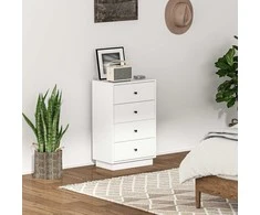 HOMCOM Komoda Komoda su 4 stalčiais Spintelė pagaminta iš medžio medžiagos Modernaus stiliaus spintelė Stalčių spintelė Komoda gyvenamajam kambariui Miegamasis Prieškambaris 47 x 29 x 75 cm Balta