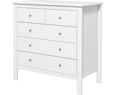 HOMCOM Komoda su stalčiais Komoda su 5 stalčiais Komoda su stalčiais su priešpriešiais Miegamasis Svetainė Balta 79x39,5x80,5cm