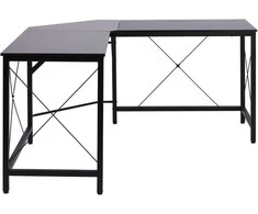 HOMCOM Kompiuterio stalas L formos kampinis stalas, kampinis stalas, MDF, juodas, 150x150x76cm