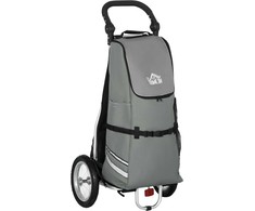 HOMCOM Krovininė priekaba ir pirkinių vežimėlis 2 in 1 Dviračių priekaboms, su jungiamaisiais spaustukais, 24.3kg, 55L, Alu+Oxford, Pilka+Sidabrinė, 53x43x110cm