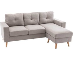 HOMCOM L-formos kampinė sofa, kampinis komplektas su lino išvaizdos audiniu, 3 vietų sofa su gultu, medžiaginė sofa svetainei, šviesiai pilka