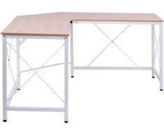 HOMCOM L formos rašomasis stalas Kampinis rašomasis stalas Kampinis rašomasis stalas Darbo stalas MDF Natūralus 150x150x76cm