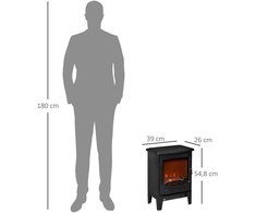 HOMCOM LED elektrinis pastatomas židinys su liepsnos efektu 900/1800W Juodas