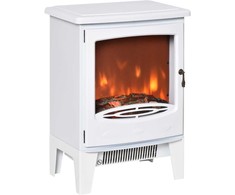 HOMCOM LED elektrinis židinys Stovintis židinys Krosnelė su liepsnos efektu 900/1800 W Metalas ABS plastikas Stiklas Balta 39 x 26 x 54,8 cm