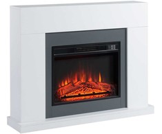 HOMCOM LED elektrinis židinys Stovintis židinys Krosnelė su liepsnos efektu 1800/2000W Vidaus šildymas Dekoratyvinis židinys MDF Baltas 113x26,6x87,5cm, suteikiantis jaukumo