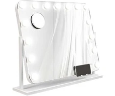 HOMCOM LED kosmetinis veidrodis, 3 šviesos režimai, pritemdomas, jutiklinis valdymas, USB, 62,5 x 49,5 cm, baltas