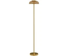 HOMCOM LED stovintis šviestuvas svetainei, pastatomas šviestuvas su 3000 K šilta šviesa, kojiniu jungikliu, 25 x 25 x 134 cm, žalvario