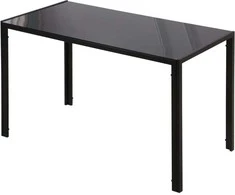 HOMCOM LED valgomojo stalas virtuvinis stalas 4 asmenims grūdinto stiklo metalinis juodas 120x60x75cm