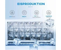 Kaitlentė HOMCOM Ledukų gaminimo aparatas, ledukų dozatorius, Ice-Maker, 20 kg/24h ledukų gamintojas su 2,1 L vandens talpa, sidabro