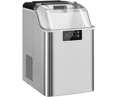 Kaitlentė HOMCOM Ledukų gaminimo aparatas, ledukų dozatorius, Ice-Maker, 20 kg/24h ledukų gamintojas su 2,1 L vandens talpa, sidabro
