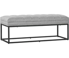HOMCOM Lininis suoliukas Miegamojo minkštas suoliukas, lovos suoliukas, makiažo suoliukas, iki 200 kg, plienas, šviesiai pilka, 120x44x45,5 cm