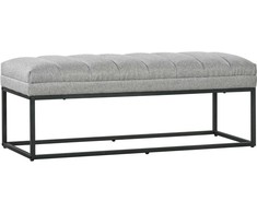 HOMCOM Lininis suoliukas Miegamojo minkštas suoliukas, lovos suoliukas, makiažo suoliukas, iki 200 kg, plienas, šviesiai pilka, 120x44x45,5 cm