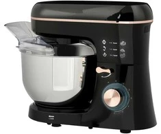 HOMCOM Maisto procesorius Minkymo mašina 5,5 l Nerūdijančio plieno dubuo 1400 W 6+P greitis Tešlos maišytuvas su tešlos kabliu, tešlos kabliu, plaktuvu, apsauga nuo purslų, tešlos grandikliu ir kiaušinių atskirtuvu Juoda