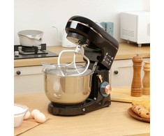 HOMCOM Maisto procesorius Minkymo mašina 5,5 l Nerūdijančio plieno dubuo 1400 W 6+P greitis Tešlos maišytuvas su tešlos kabliu, tešlos kabliu, plaktuvu, apsauga nuo purslų, tešlos grandikliu ir kiaušinių atskirtuvu Juoda