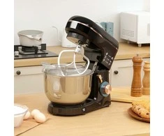 HOMCOM Maisto procesorius Minkymo mašina 5,5 l Nerūdijančio plieno dubuo 1400 W 6+P greitis Tešlos maišytuvas su tešlos kabliu, tešlos kabliu, plaktuvu, apsauga nuo purslų, tešlos grandikliu ir kiaušinių atskirtuvu Juoda