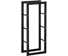 HOMCOM Malkų stovas Malkų stovas Malkų laikiklis Malkų laikiklis 100 kg Plienas Juodas L40 x W25 x H100 cm