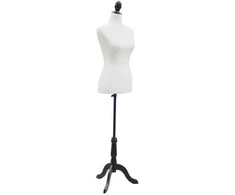 HOMCOM Manekeno-Torso, Suknelė, Vitrininė Lėlė, Putplastis, Medis, Metalas, Baltas