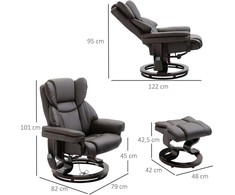 Homcom Masažinis fotelis, atolšiamas fotelis su atlošimo funkcija 79 x 82 x 101 cm