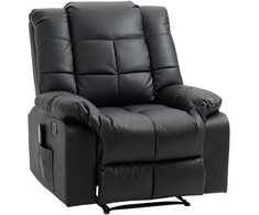 HOMCOM masažinis fotelis TV fotelis elektrinis atlošiamasis fotelis su masažo funkcija odos imitacija medžio imitacija plieno putplastis juodas 94 x 99 x 99 cm