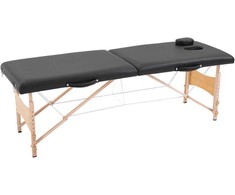 HOMCOM Masažo stalas, Mobilus masažo stalas, Reguliuojamas aukštis, Kosmetologinis staliukas, Topolo mediena, Putos, Juoda, 186 x 60 x 58-81 cm