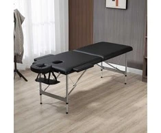 HOMCOM Masažo stalas sulankstomas Profesionalus 7 zonų masažo stalas, reguliuojamo aukščio, pakraunamas iki 130 kg, idealiai tinka SPA ir salonams, juodas