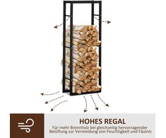 HOMCOM Medinė lentyna Vertikali medinė lentyna 100 kg talpos Metalinė 60 × 25 × 150 cm