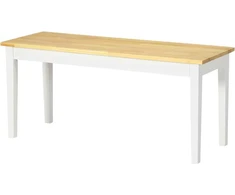 Homcom Medinis 2 vietų valgomojo suolas, pakraunamas iki 220 kg, pušies mediena, baltas, 102 x 36 x 45 cm
