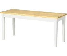 Homcom Medinis 2 vietų valgomojo suolas, pakraunamas iki 220 kg, pušies mediena, baltas, 102 x 36 x 45 cm