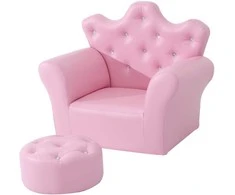 HOMCOM Mergaičių fotelis Minkšta sofa Krištoliniai mygtukai Taburetė Rožinė Jauki nuo 3 metų 58x40.5x49cm