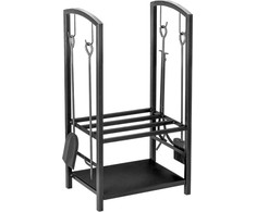 Homcom Metalinis židinio malkų stovas - juodas 40x30x74,5 cm
