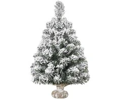 HOMCOM Mini dirbtinė Kalėdinė eglutė 60 cm su sniegu, 67 šakelės, cemento pagrindas, skirta vidaus patalpoms/biurui