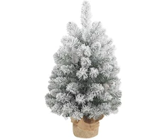 HOMCOM Mini Kalėdinė eglutė 60 cm, dirbtinė su sniegu, 72 šakelės, 72 pušies kankorėžiai, cementinis pagrindas