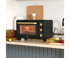 Kaitlentė "HOMCOM" mini orkaitė 16 L 1400 W Mini orkaitė 100-230 ℃ 60 min. laikmatis, su grilio grotelėmis ir kepimo skardomis, picų kepimo krosnelė su dėklo rankena, trupinių padėklas juodas