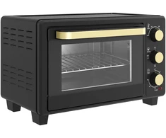 Kaitlentė "HOMCOM" mini orkaitė 16 L 1400 W Mini orkaitė 100-230 ℃ 60 min. laikmatis, su grilio grotelėmis ir kepimo skardomis, picų kepimo krosnelė su dėklo rankena, trupinių padėklas juodas
