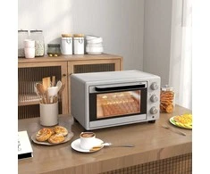 Gruzdintuvė "HOMCOM" mini orkaitė 21 l picų kepimo krosnelė, mini krosnelė su kepimo skardomis, grotelėmis ir trupinių dėklais, 1400 W stalinė orkaitė su 1 val. laikmačiu, orkaitės lentyna, 100-230 ℃, metalinė, sidabrinė
