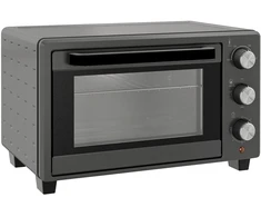 Elektrinė krosnelė HOMCOM mini orkaitė 21L 1400W 60 min. laikmatis, maža orkaitė su 100 °C–230 °C reguliuojama temperatūra ir kepimo laiku, mini orkaitė su kepimo skarda, grotelėmis, stalinis orkaitės modelis iš nerūdijančio plieno, pilka